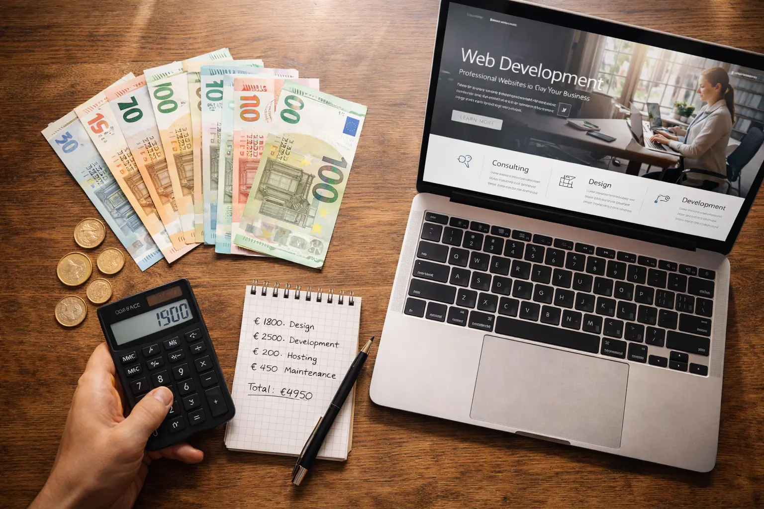 Preventivo sito web 2026 con calcolatrice e monete